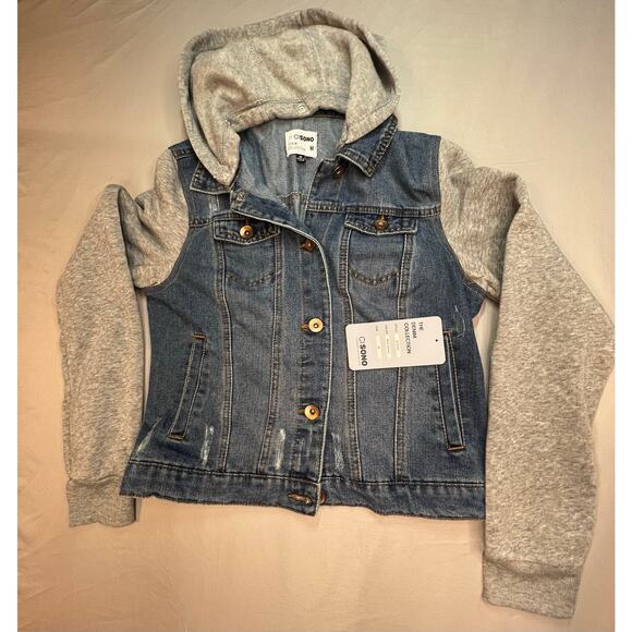 Cisono Denim Collection Jacket Medium Wash NWT Women’s M Removable Hood - Picture 2 of 9